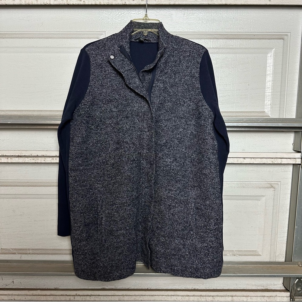 Ann Taylor Blue Wool-Blend Blazer with Notched Lapel